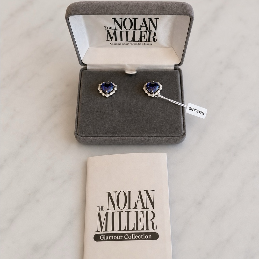 NEW IN BOX Vintage Nolan Miller Purple Tanzanite Simulated Earrings
